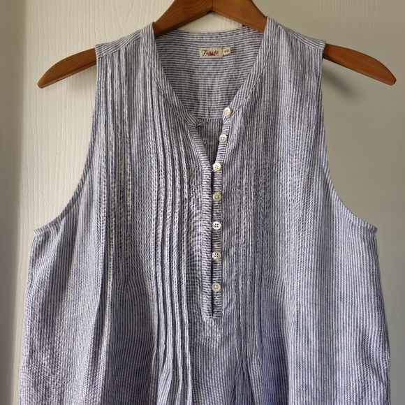 Faherty- Isha Linen Mini Dress Blue Mini Stripe SzM - Picture 5 of 12